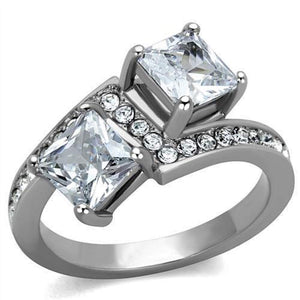 WildKlass Stainless Steel Ring High Polished (no Plating) Women AAA Grade CZ Clear-WildKlass Jewelry