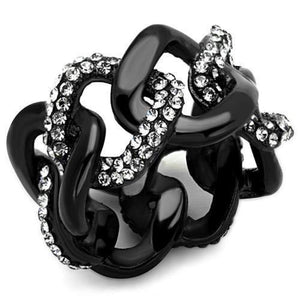 WildKlass Stainless Steel Ring IP Black Women Top Grade Crystal Black Diamond-WildKlass Jewelry