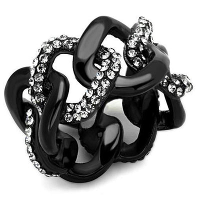 WildKlass Stainless Steel Ring IP Black Women Top Grade Crystal Black Diamond-WildKlass Jewelry