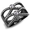 WildKlass Stainless Steel Ring IP Light Black (IP Gun) Women Synthetic Gray-WildKlass Jewelry