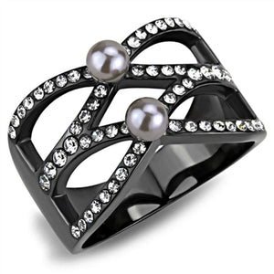 WildKlass Stainless Steel Ring IP Light Black (IP Gun) Women Synthetic Gray-WildKlass Jewelry