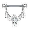 WildKlass Pear CZ Center with Infinite Filigree Dangle 316L Surgical Steel Nipple Rings-WildKlass Jewelry