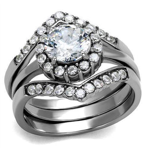 WildKlass Stainless Steel Ring High Polished Women AAA Grade CZ Clear-WildKlass Jewelry