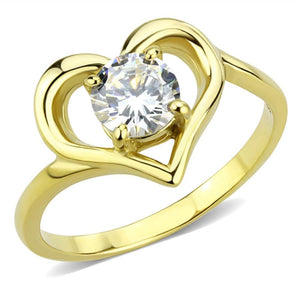 WildKlass Stainless Steel Ring IP Gold Women AAA Grade CZ Clear-WildKlass Jewelry