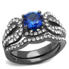 WildKlass Stainless Steel Ring IP Light Black (IP Gun) Women Synthetic London Blue-WildKlass Jewelry