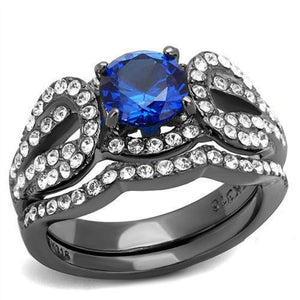 WildKlass Stainless Steel Ring IP Light Black (IP Gun) Women Synthetic London Blue-WildKlass Jewelry