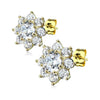 Pair of Round CZ Flower 316L Surgical Steel WildKlass Post Earring Studs-WildKlass Jewelry