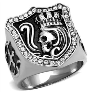 WildKlass Stainless Steel Ring High Polished Men Top Grade Crystal Clear-WildKlass Jewelry