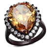 WildKlass Stainless Steel Ring IP Dark Brown (IP Coffee) Women AAA Grade CZ Champagne-WildKlass Jewelry