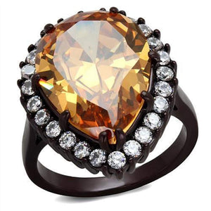 WildKlass Stainless Steel Ring IP Dark Brown (IP Coffee) Women AAA Grade CZ Champagne-WildKlass Jewelry