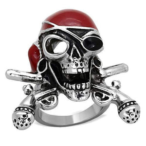 WildKlass Stainless Steel Skull Ring High Polished (no Plating) Unisex Epoxy Siam-WildKlass Jewelry