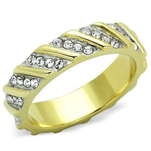 WildKlass Stainless Steel Ring Two-Tone IP Gold Women Top Grade Crystal Clear-WildKlass Jewelry