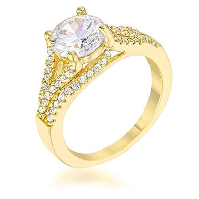 WildKlass 2.3ct CZ 14k Gold Plated Classic Ring-WildKlass Jewelry