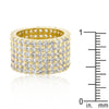WildKlass Gold ToneFinishd Wide Pave Cubic Zirconia Ring-WildKlass Jewelry