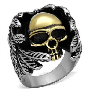 WildKlass Stainless Steel Ring Two-Tone IP Gold Men-WildKlass Jewelry