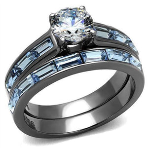 WildKlass Stainless Steel Ring IP Light Black (IP Gun) Women AAA Grade CZ Clear-WildKlass Jewelry