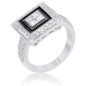 WildKlass 0.7ct CZ Rhodium Plated Antique Ring-WildKlass Jewelry