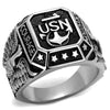 WildKlass Navy Stainless Steel Ring High Polished Men Epoxy Jet-WildKlass Jewelry