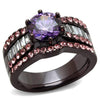 WildKlass Stainless Steel Ring IP Dark Brown (IP Coffee) Women AAA Grade CZ Amethyst-WildKlass Jewelry