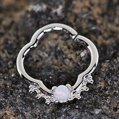 316L Stainless Steel Jeweled Quatrefoil WildKlass Captive Bead Ring/Septum Ring-WildKlass Jewelry