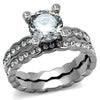 WildKlass Stainless Steel Ring High Polished Women AAA Grade CZ Clear-WildKlass Jewelry