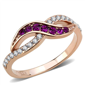 WildKlass Stainless Steel Ring IP Rose Gold Women Top Grade Crystal Multi Color-WildKlass Jewelry