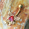 Gold Plated Reverse Winged Heart Navel Ring-WildKlass Jewelry