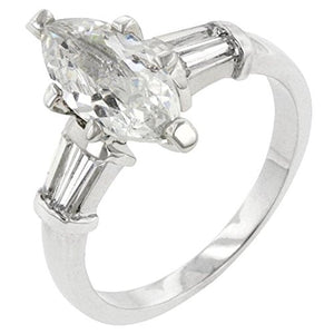 WildKlass Rhodium Plated Marquise Centerpiece Ring-WildKlass Jewelry