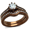WildKlass Stainless Steel Ring IP Coffee Light Women AAA Grade CZ Clear-WildKlass Jewelry