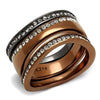 WildKlass Stainless Steel Ring IP Light Black & IP Light Coffee Women Top Grade Crystal Black Diamond-WildKlass Jewelry
