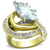 WildKlass Stainless Steel Ring Two-Tone IP Gold Women AAA Grade CZ Clear-WildKlass Jewelry