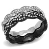 WildKlass Stainless Steel Ring Two-Tone IP Black Women Top Grade Crystal Clear-WildKlass Jewelry