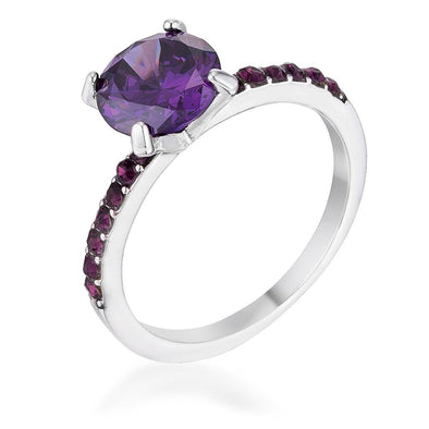 WildKlass 2.3CT Amethyst CZ Rhodium Plated Ring-WildKlass Jewelry