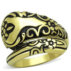 WildKlass Stainless Steel Ring IP Gold Women Epoxy Jet in Black-WildKlass Jewelry