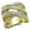 WildKlass Stainless Steel Ring Two-Tone IP Gold Women Top Grade Crystal Clear-WildKlass Jewelry