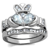 WildKlass Stainless Steel Ring High Polished (no Plating) Women AAA Grade CZ Clear-WildKlass Jewelry