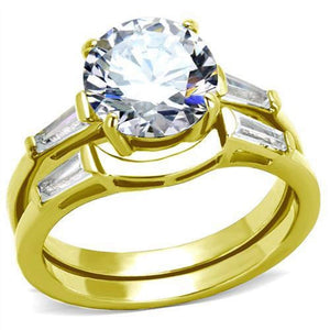 WildKlass Stainless Steel Ring IP Gold Women AAA Grade CZ Clear-WildKlass Jewelry