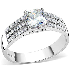 WildKlass Stainless Steel Ring High Polished Women Cubic Clear-WildKlass Jewelry