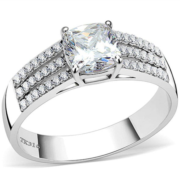 WildKlass Stainless Steel Ring High Polished Women Cubic Clear-WildKlass Jewelry