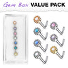 WILDKLASS 7 Pcs of Opal Set Round Top 316L Surgical Steel L Bend Nose Stud Rings Gem Box Package-WildKlass Jewelry