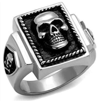 WildKlass Stainless Steel Ring High Polished Men Epoxy Jet-WildKlass Jewelry