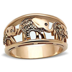 WildKlass Stainless Steel Animal Ring IP Rose Gold Women Top Grade Crystal Citrine Yellow-WildKlass Jewelry