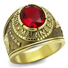 WildKlass Stainless Steel Marines Ring IP Gold Men Synthetic Siam-WildKlass Jewelry