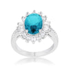 WildKlass 3ct Aqua CZ Rhodium Plated Classic Ring-WildKlass Jewelry