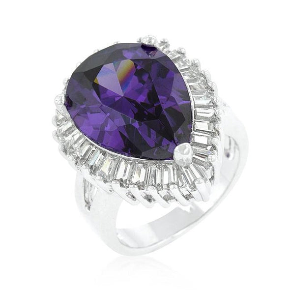 WildKlass Cubic Zirconia Purple and Clear Cocktail Ring-WildKlass Jewelry