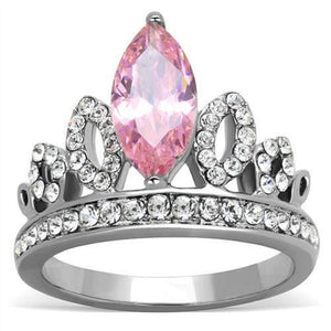 WildKlass Stainless Steel Ring High Polished (no Plating) Women AAA Grade CZ Rose-WildKlass Jewelry