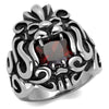 WildKlass Stainless Steel Ring High Polished Men AAA Grade CZ Garnet-WildKlass Jewelry
