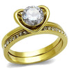 WildKlass Stainless Steel Ring IP Gold Women AAA Grade CZ Clear-WildKlass Jewelry