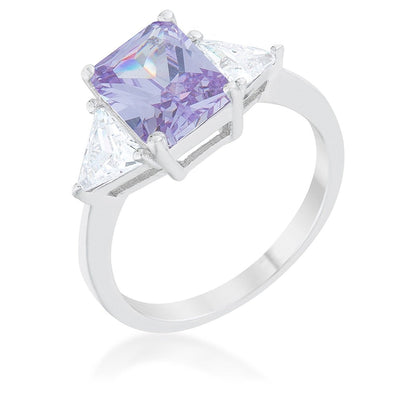 WildKlass Classic Lavender White Gold Rhodium Plated Engagement Ring-WildKlass Jewelry
