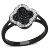 WildKlass Stainless Steel Ring Two-Tone IP Black Women Top Grade Crystal Jet-WildKlass Jewelry
